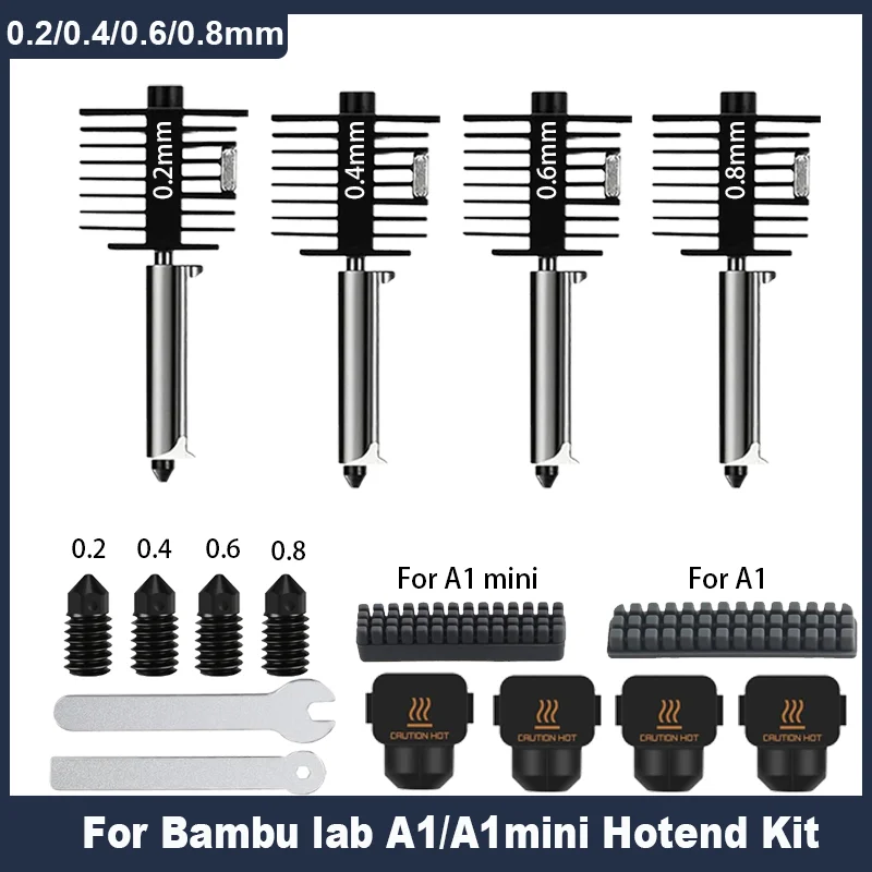 for Bambu Lab A1 Mini /A1 Hotend Kit with 0.2/0.4/0.6/0.8mm Hardened steel Nozzle For A1 Replace Hotend Kit For Bambu A1 A2L
for Bambu Lab A1 Mini /A1 Hotend Kit with 0.2/0.4/0.6/0.8mm Hardened steel Nozzle For A1 Replace Hotend Kit For Bambu A1 A2L