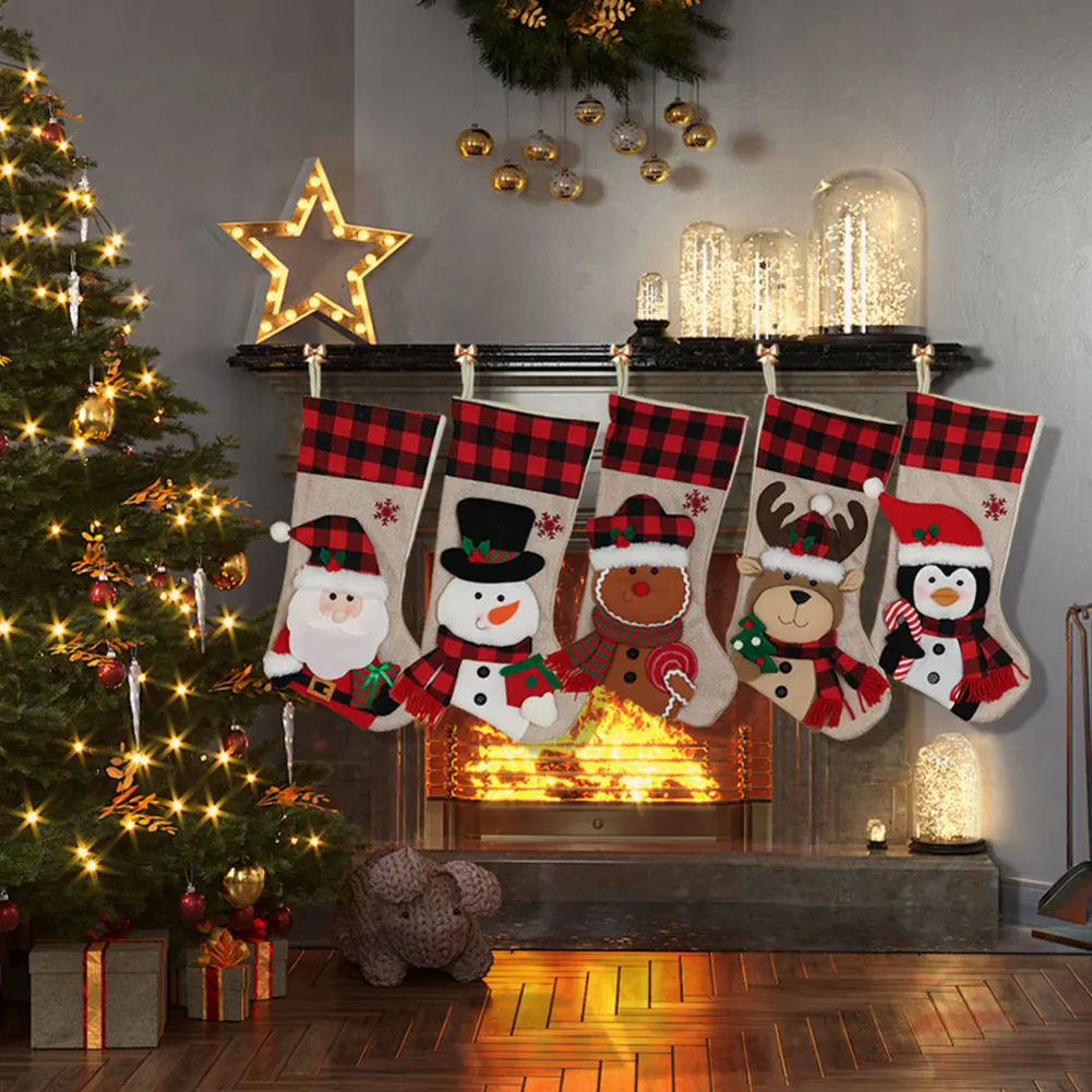 Christmas Stockings 19 Inch Hanging Plaid Stocking with 3D Plush Snowman Deer Santa Penguin and Biscuit Design for Kids
Christmas Stockings 19 Inch Hanging Plaid Stocking with 3D Plush Snowman Deer Santa Penguin and Biscuit Design for Kids