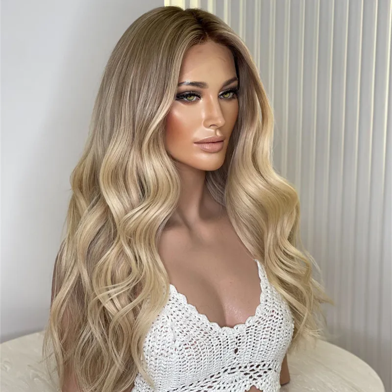 Loose Water Wave Natural Brown Roots Light Blonde Color Women Wigs Synthetic 13x4 Lace Frontal Wigs Cosplay Glueless Small Big
Loose Water Wave Natural Brown Roots Light Blonde Color Women Wigs Synthetic 13x4 Lace Frontal Wigs Cosplay Glueless Small Big