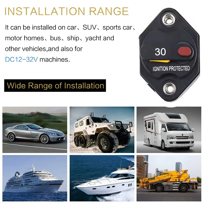 12V-32V DC 30A/40A Circuit Breaker Fuse Inverter with Manual Reset Button Body Kits Car Accessories
12V-32V DC 30A/40A Circuit Breaker Fuse Inverter with Manual Reset Button Body Kits Car Accessories
