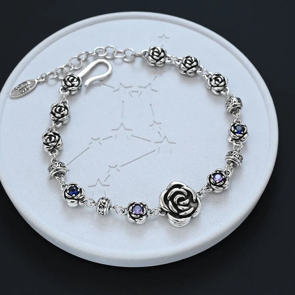 925 Silver Bracelet Linked Rose Flower Vintage Beaded Punk Stackable Geometric For Woman Girl Jewelry Gift Dropship Wholesale
925 Silver Bracelet Linked Rose Flower Vintage Beaded Punk Stackable Geometric For Woman Girl Jewelry Gift Dropship Wholesale