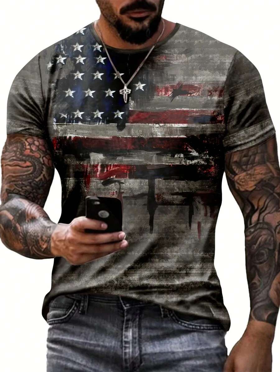 Mens Lightweight Breathable Summer American Flag Print Crew Neck Short Sleeve Casual Tee
Mens Lightweight Breathable Summer American Flag Print Crew Neck Short Sleeve Casual Tee