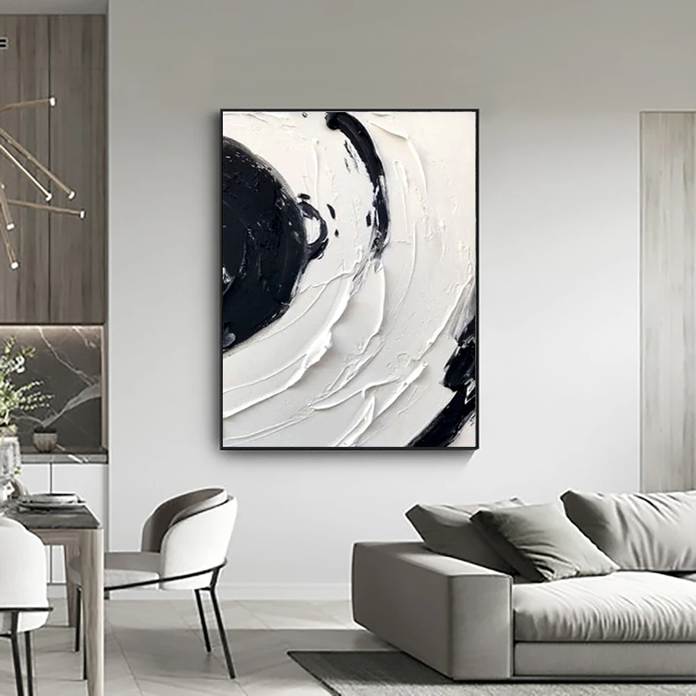 Hand Painted Abstract 3D Thick Oil Paintings Black And White Canvas Art Painting Home Decor Modern Wall Decorations Living Room
Hand Painted Abstract 3D Thick Oil Paintings Black And White Canvas Art Painting Home Decor Modern Wall Decorations Living Room