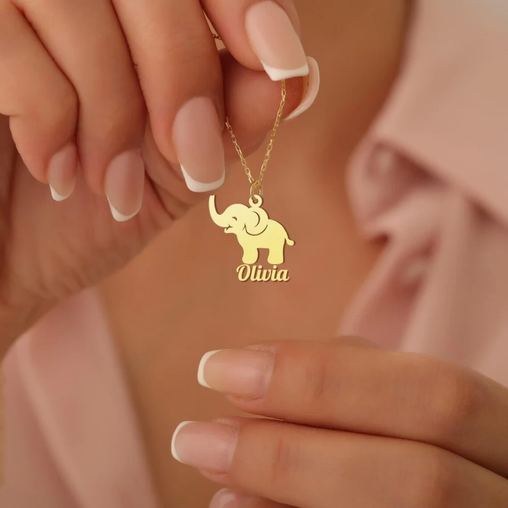 Custom Cute Elephant Name Necklace Personalized Stainless Steel Simple Nameplate Pendant Necklace Women Animal Jewelry
Custom Cute Elephant Name Necklace Personalized Stainless Steel Simple Nameplate Pendant Necklace Women Animal Jewelry