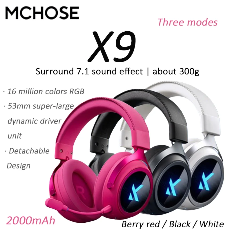MCHOSE X9 Wireless Headworn E-sports Headset Three Mode Noise Reduction Game FPS Surround 7.1 sound Low Latency Lightweight
MCHOSE X9 Wireless Headworn E-sports Headset Three Mode Noise Reduction Game FPS Surround 7.1 sound Low Latency Lightweight