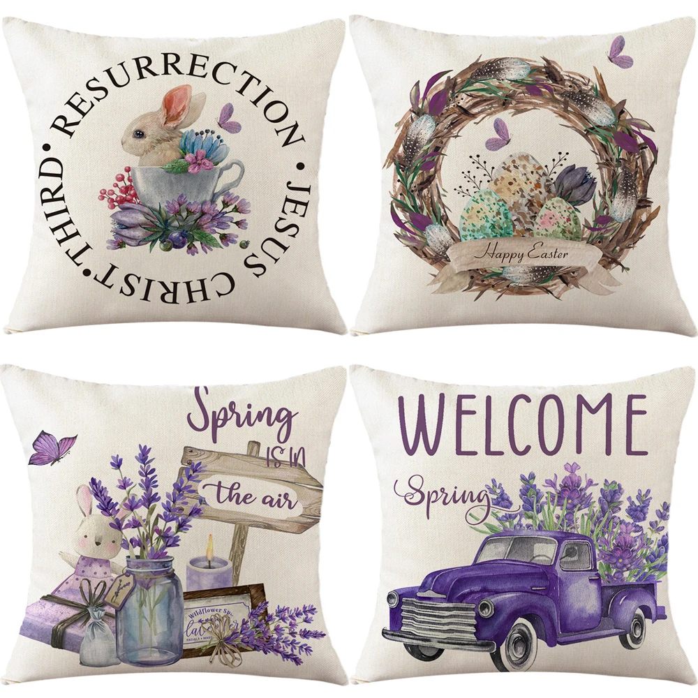 Spring Easter Decor Pillow Cover Easter Bunny Purple Flowers Print Pillowcase Home Sofa Decor Cushion Cover Easter Decorations
Spring Easter Decor Pillow Cover Easter Bunny Purple Flowers Print Pillowcase Home Sofa Decor Cushion Cover Easter Decorations