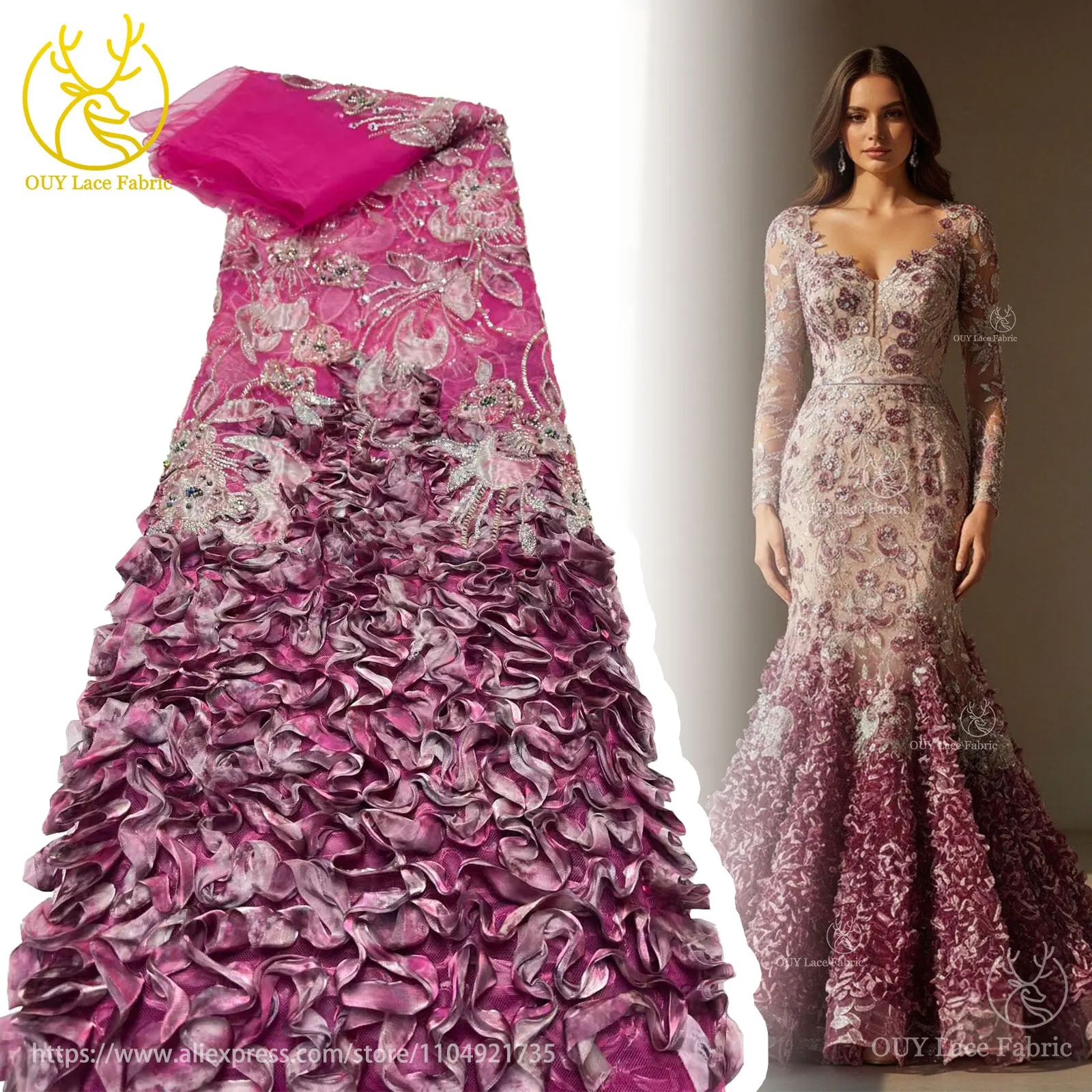 Exquisite 2025 New Design African Nigerian 3D Hand Embroidered Sequins Beaded Mesh Lace Fabric For Women Party Evening Dresses
Exquisite 2025 New Design African Nigerian 3D Hand Embroidered Sequins Beaded Mesh Lace Fabric For Women Party Evening Dresses