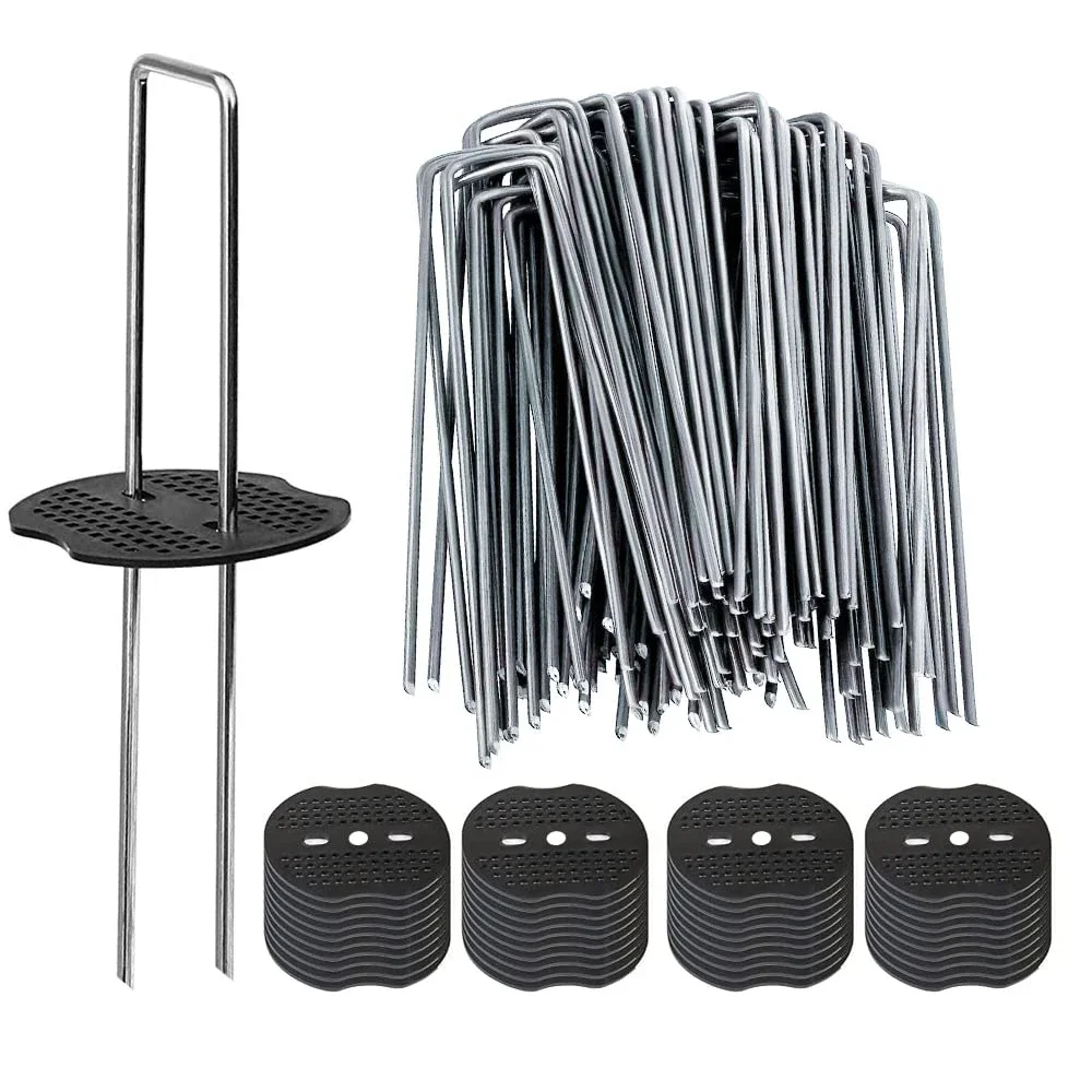 50Pcs Garden Stakes Staples + 50Pcs Gaskets, 4 And 6 Inch Lawn Landscape Staples 11 Gauge U Shaped Galvanized Landscape Pins
50Pcs Garden Stakes Staples + 50Pcs Gaskets, 4 And 6 Inch Lawn Landscape Staples 11 Gauge U Shaped Galvanized Landscape Pins