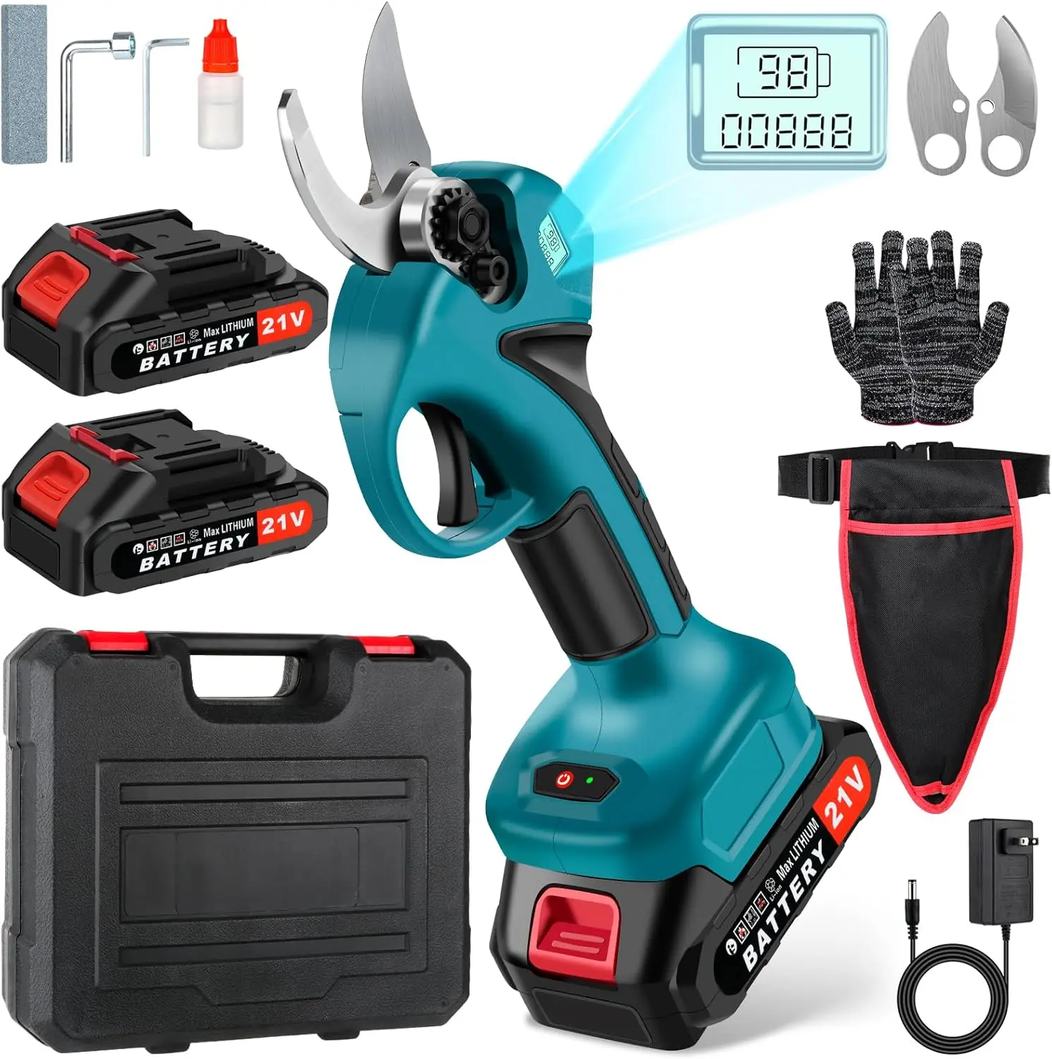 Cordless Electric Pruning Shears,Branch Cutter with LCD Display, Trimming Scissors Battery Power,1.6 Inch Cutting Diameter, SK5
Cordless Electric Pruning Shears,Branch Cutter with LCD Display, Trimming Scissors Battery Power,1.6 Inch Cutting Diameter, SK5