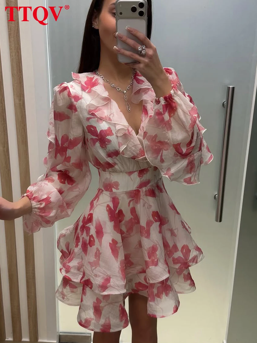 TTQV Fashion Slim Print Women Dress 2026 Autumn V-Neck Long Sleeve Mini Dresses Elegant Classic Ruffles Female Dress Streetwear
TTQV Fashion Slim Print Women Dress 2026 Autumn V-Neck Long Sleeve Mini Dresses Elegant Classic Ruffles Female Dress Streetwear