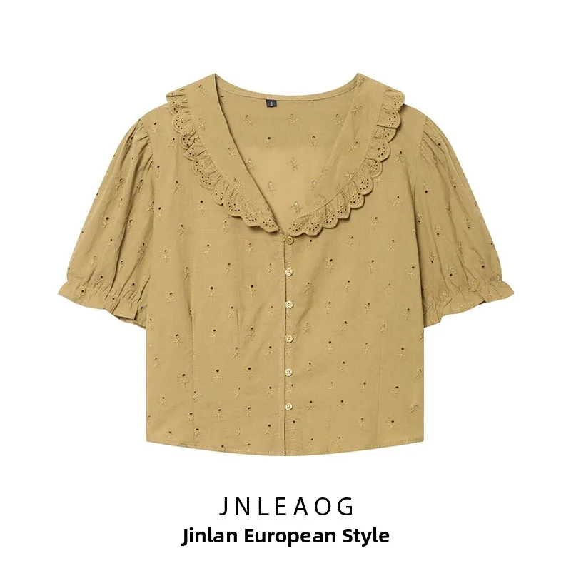 Spring New Arrival Women's Fashion Embroidered round Neck Shirt Turn-down Collar Short Sleeve Polyester Fiber JNLEAOG
Spring New Arrival Women's Fashion Embroidered round Neck Shirt Turn-down Collar Short Sleeve Polyester Fiber JNLEAOG