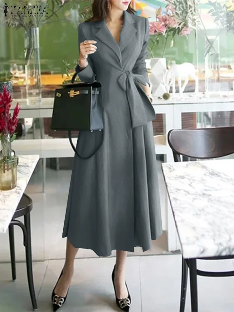 ZANZEA 2025 Summer Women Office Lady Vestidos Holiday Belted Waisted Solid Dress Fashion Suit Collar Long Sleeve Robe Sundress
ZANZEA 2025 Summer Women Office Lady Vestidos Holiday Belted Waisted Solid Dress Fashion Suit Collar Long Sleeve Robe Sundress