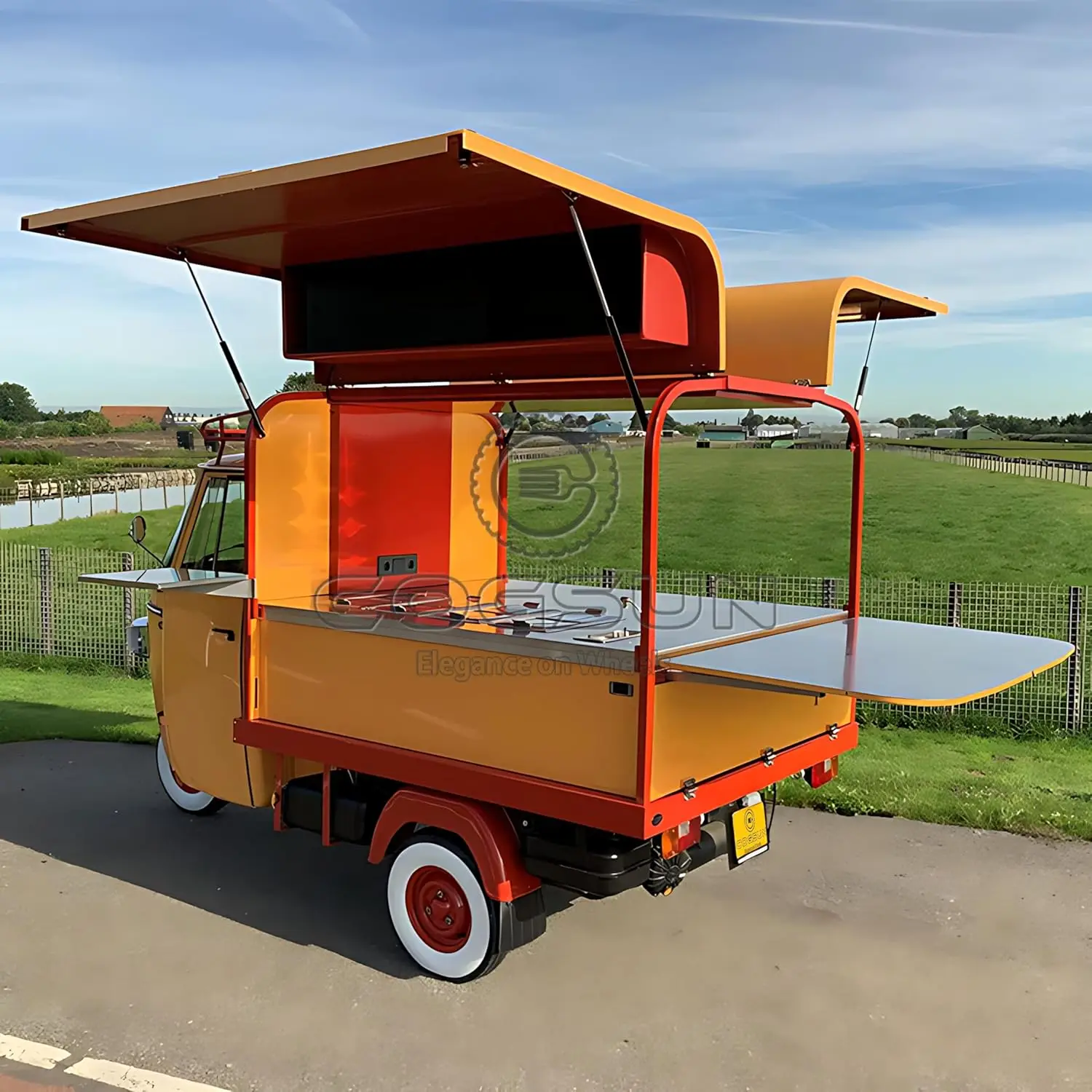 COGSUN Ape Food Truck Coffee Food Cart Mobile Beer Bar New Design Food Cart Tuk Tuk Electric Tricycle Drink Cart For Sale
COGSUN Ape Food Truck Coffee Food Cart Mobile Beer Bar New Design Food Cart Tuk Tuk Electric Tricycle Drink Cart For Sale