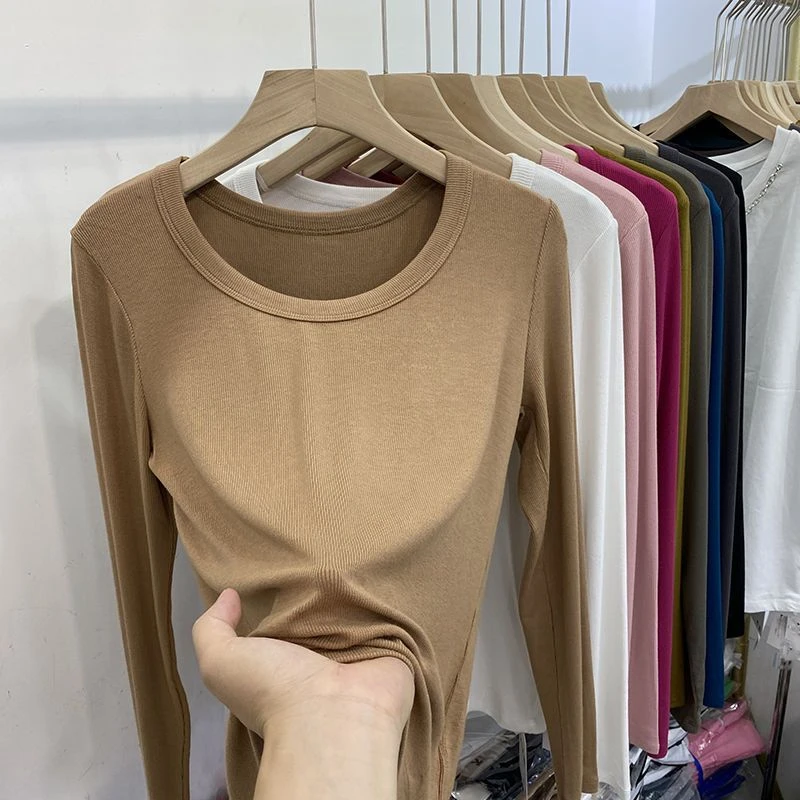 Spring Autumn Modal Shirt Women Long-sleeved O Neck Top Slim Women's T-shirts Solid Color High Strecth Tees Camisetas Basic 
Spring Autumn Modal Shirt Women Long-sleeved O Neck Top Slim Women's T-shirts Solid Color High Strecth Tees Camisetas Basic