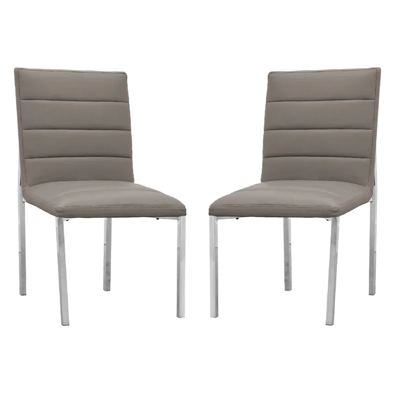 23 Inch Gray Faux Leather Dining Chair Set of 2 with Chrome Legs
23 Inch Gray Faux Leather Dining Chair Set of 2 with Chrome Legs