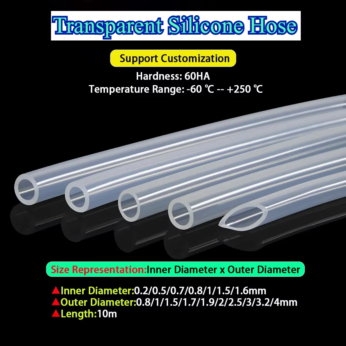 Food Grade Transparent Silicone Hose, Small Capillary Transparent Tube, L10m ID0.2/0.5/0.7/0.8/1/1.5/1.6mm OD0.8-4mm
Food Grade Transparent Silicone Hose, Small Capillary Transparent Tube, L10m ID0.2/0.5/0.7/0.8/1/1.5/1.6mm OD0.8-4mm
