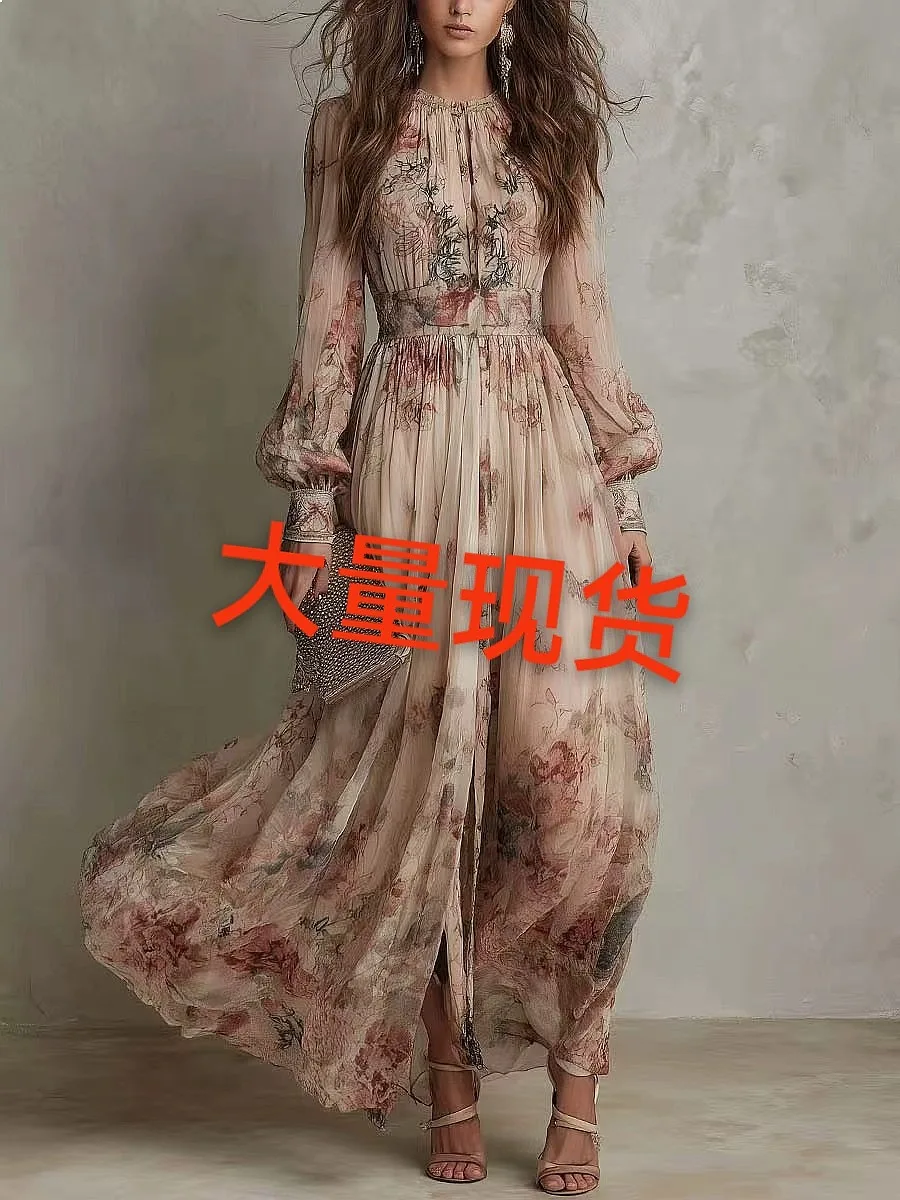 Retro Chiffon Floral Print Dress Dresses with Long Sleeve Ruffle Waist Spring Summer
Retro Chiffon Floral Print Dress Dresses with Long Sleeve Ruffle Waist Spring Summer