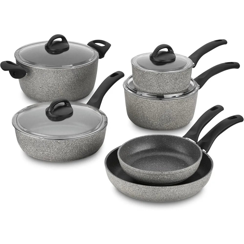 Набор посуды с антипригарным покрытием из 10 предметов от BALLARINI Parma, созданный в Италии, включает сковороды, блюдцацы, соте сковороды и голландскую духовку.
Набор посуды с антипригарным покрытием из 10 предметов от BALLARINI Parma, созданный в Италии, включает сковороды, блюдцацы, соте сковороды и голландскую духовку.