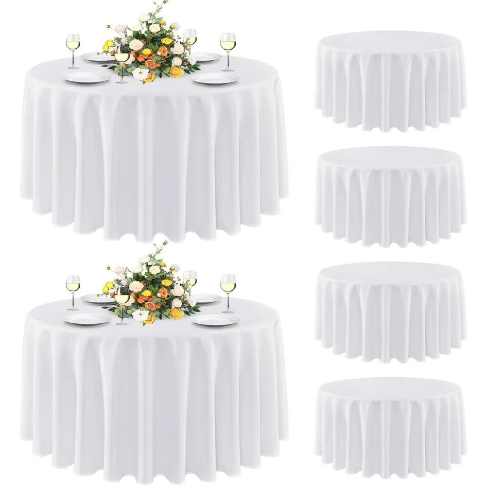 White 90 Inch Round Tablecloth Set, 6-Pack, Stain and Wrinkle Resistant, Washable Polyester Cover for Dining
White 90 Inch Round Tablecloth Set, 6-Pack, Stain and Wrinkle Resistant, Washable Polyester Cover for Dining