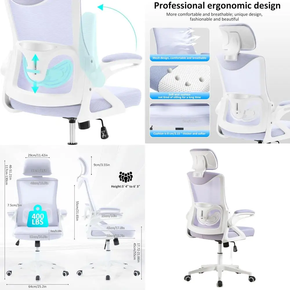 Эргономичное офисное кресло с сетчатой спинкой, регулируемой поясничной поддержкой и подголовником, поворотное кресло с подлокотниками на колесиках для домашнего офиса (L)
Эргономичное офисное кресло с сетчатой спинкой, регулируемой поясничной поддержкой и подголовником, поворотное кресло с подлокотниками на колесиках для домашнего офиса (L)