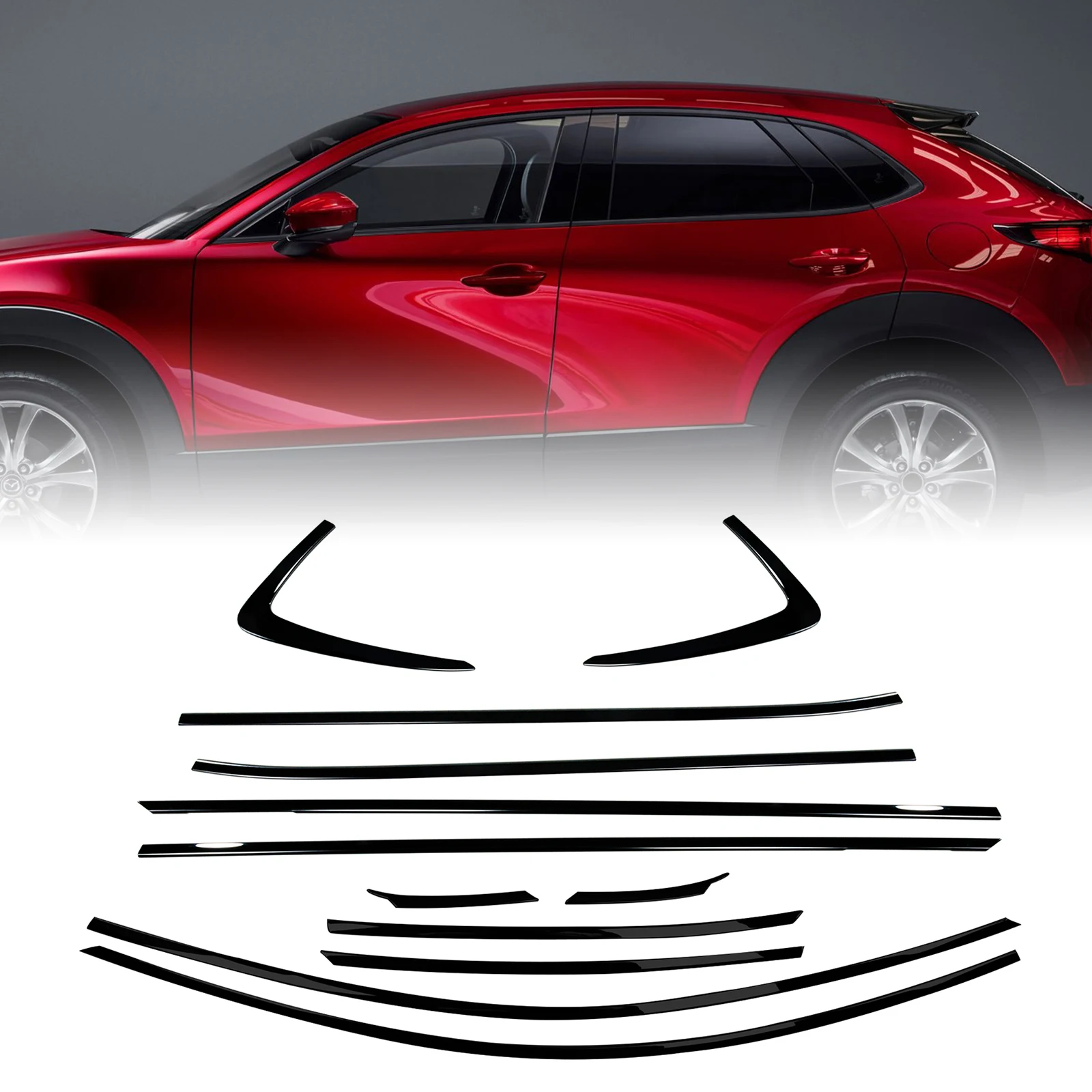 Для Mazda CX-30 2019-2026: Декоративные глянцевые черные молдинги для окон, уплотнители дверных рам, накладки для стайлинга, защита от непогоды
Для Mazda CX-30 2019-2026: Декоративные глянцевые черные молдинги для окон, уплотнители дверных рам, накладки для стайлинга, защита от непогоды