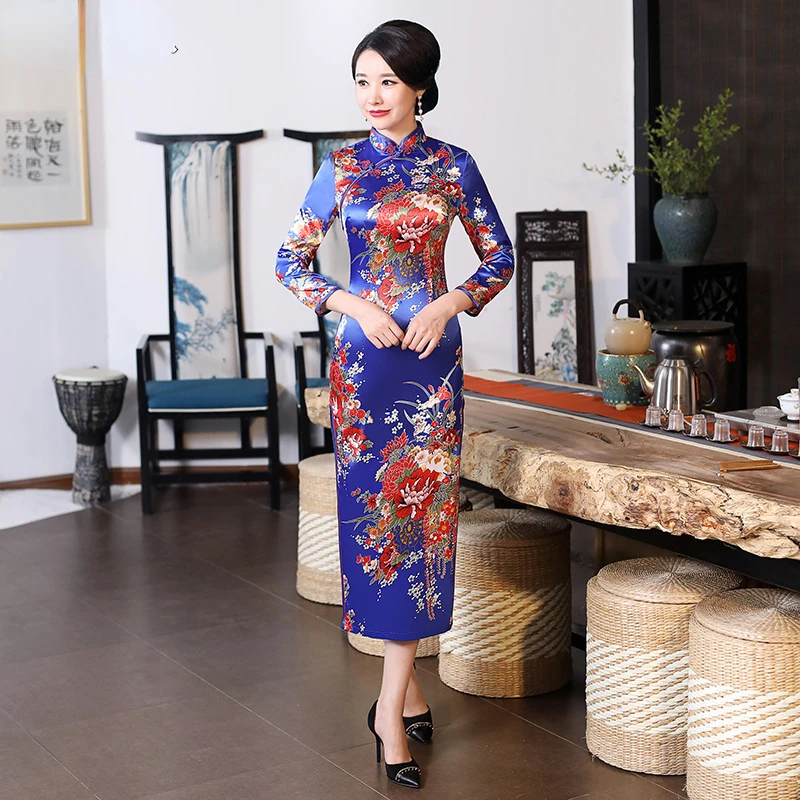 Традиционное китайское платье Qipao с длинным рукавом женское облегающее свадебное платье Qipao элегантное облегающее платье с разрезом и воротником-стойкой
Традиционное китайское платье Qipao с длинным рукавом женское облегающее свадебное платье Qipao элегантное облегающее платье с разрезом и воротником-стойкой