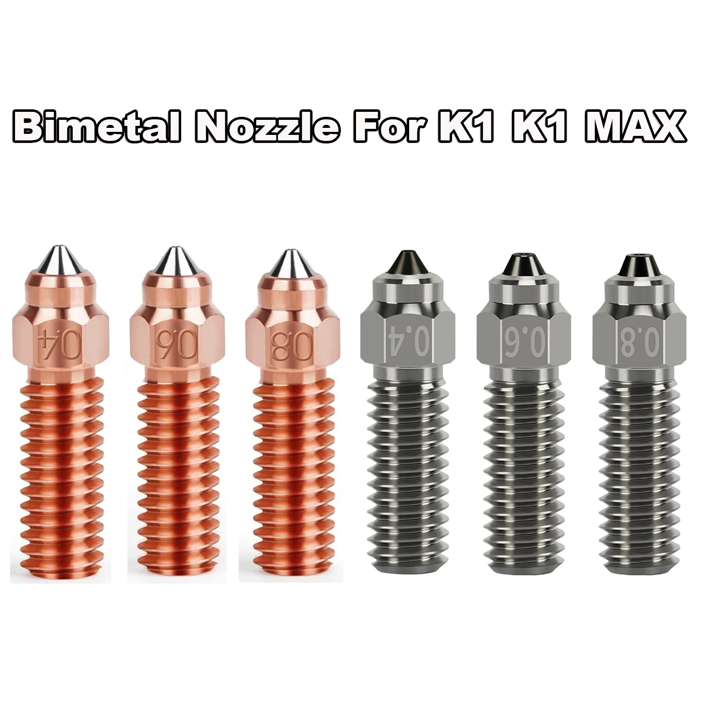 Bimetal Nozzle For Creality K1 K1 MAX Ender 3 V3 KE 3D Printer Parts B-imetal Copper Plated Hardened Steel Nozzles For K1 K1 MAX
Bimetal Nozzle For Creality K1 K1 MAX Ender 3 V3 KE 3D Printer Parts B-imetal Copper Plated Hardened Steel Nozzles For K1 K1 MAX
