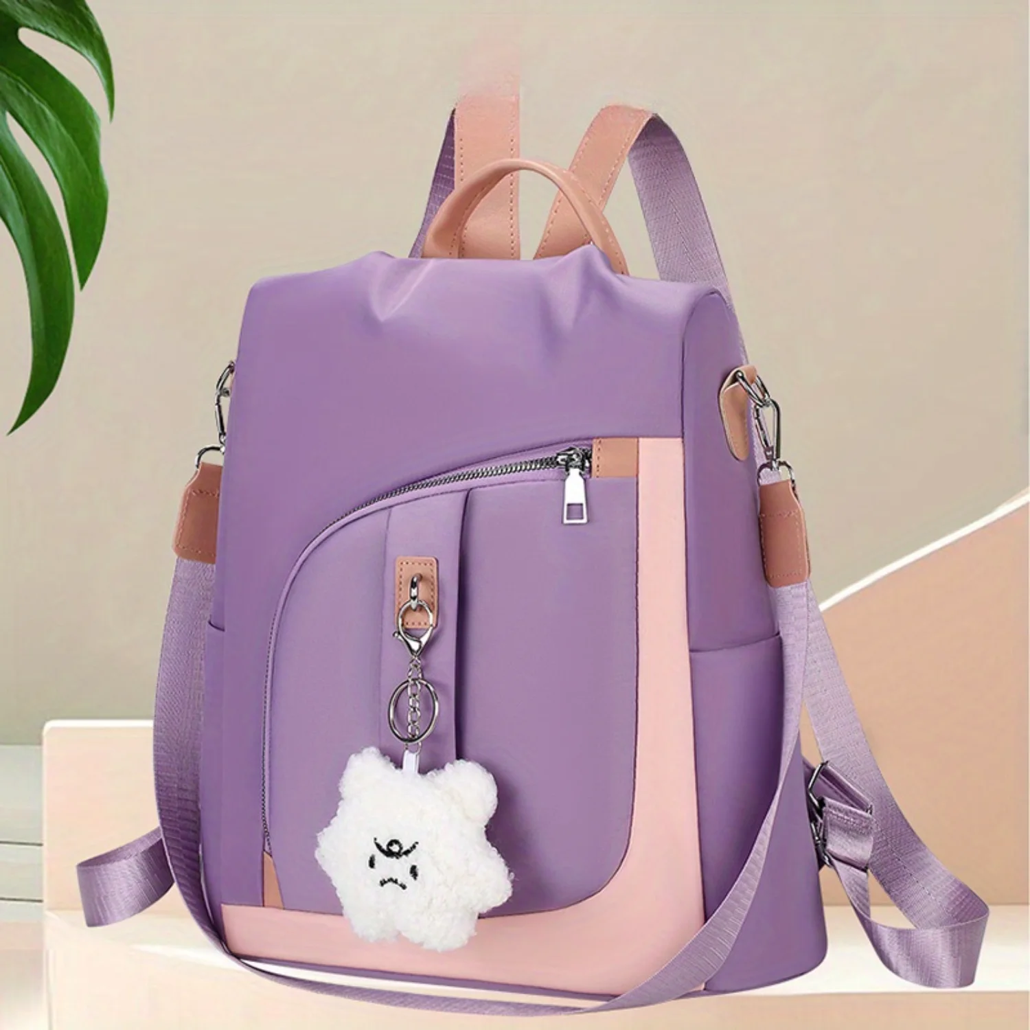 Women's Fashion Anti-Theft Backpack, Casual Outdoor Travel Bag, Chic Contrast Design Backpack With Pendant Decor
Women's Fashion Anti-Theft Backpack, Casual Outdoor Travel Bag, Chic Contrast Design Backpack With Pendant Decor
