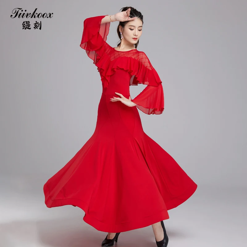 X5013 Modern Dance Skirt Women's New Latin Dance National Standard Dance Waltz Ballroom Dance Flared Sleeve Costume
X5013 Modern Dance Skirt Women's New Latin Dance National Standard Dance Waltz Ballroom Dance Flared Sleeve Costume