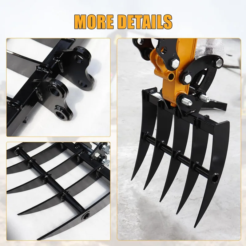 Mini Excavator Rake Attachment Small Digger Steel Loosening Rake For Lawn Agriculture Fallen Leaves Cleaning
Mini Excavator Rake Attachment Small Digger Steel Loosening Rake For Lawn Agriculture Fallen Leaves Cleaning