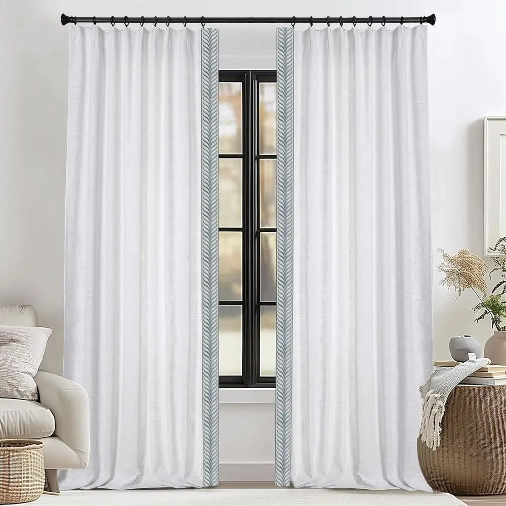 Blackout Linen Curtains, Blue V Tape Trim Drapes or Bedroom, Living Room, 72 Width 92 Inch Long, White, 1 Set
Blackout Linen Curtains, Blue V Tape Trim Drapes or Bedroom, Living Room, 72 Width 92 Inch Long, White, 1 Set