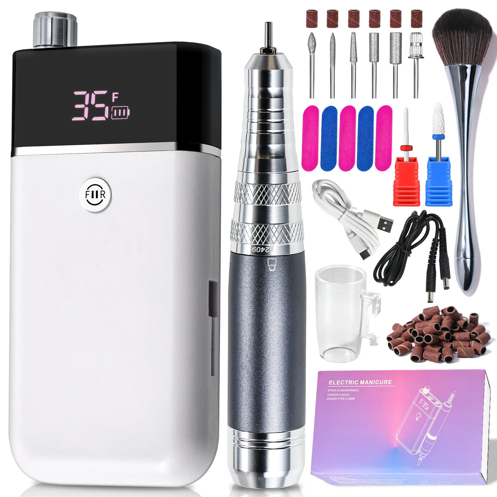 High-Power Portable Electric Nail Polisher Nail Drill Remover Brushless Motor Professional Low Noise High Speed 35000rpm USB
High-Power Portable Electric Nail Polisher Nail Drill Remover Brushless Motor Professional Low Noise High Speed 35000rpm USB