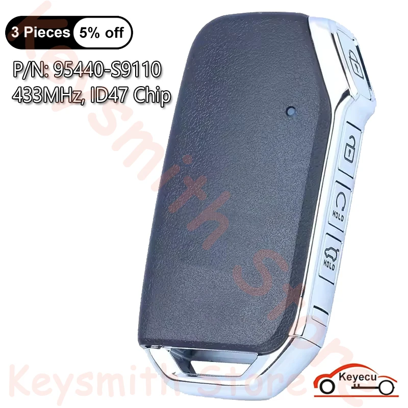 KEYECU 4 Buttons 433MHz ID47 Chip for Kia Telluride 2020 2021 Auto Smart Remote Control Key Fob Replacement P/N: 95440-S9110
KEYECU 4 Buttons 433MHz ID47 Chip for Kia Telluride 2020 2021 Auto Smart Remote Control Key Fob Replacement P/N: 95440-S9110