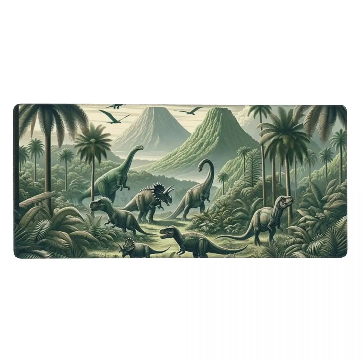 Dinosaur Scene In Landscape Large Mouse Pad Computer Keyboard Mouse Mat Gaming PC Laptop Desk Mat Office Accessories Table Mats