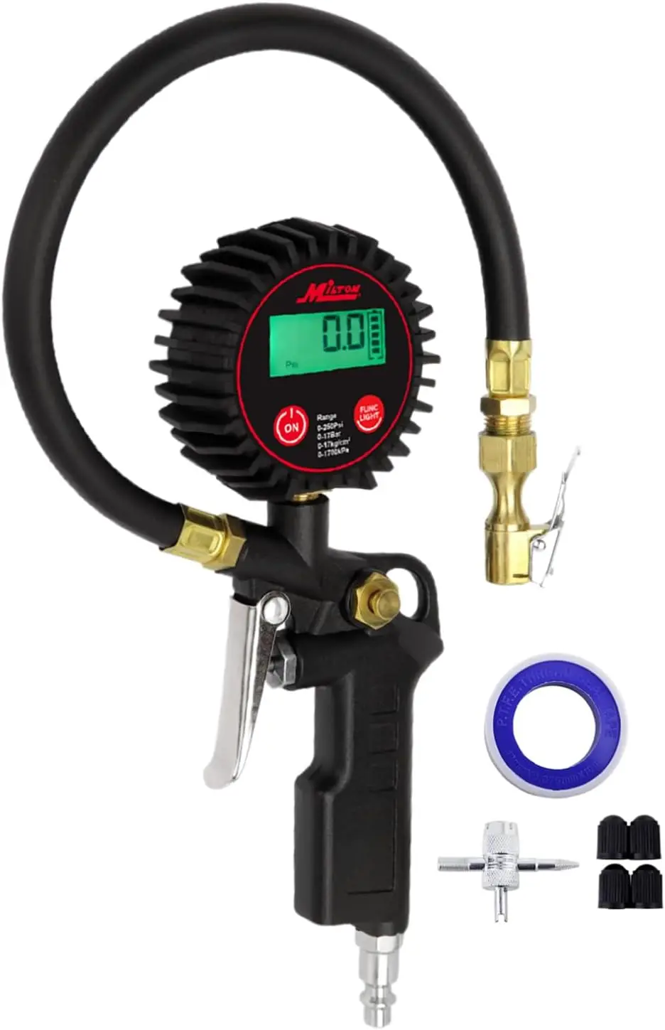 Digital Tire Inflator 250 PSI with Accurate Pressure Gauge, 14" Rubber Hose, Brass Chuck, Car Accessories
Digital Tire Inflator 250 PSI with Accurate Pressure Gauge, 14" Rubber Hose, Brass Chuck, Car Accessories