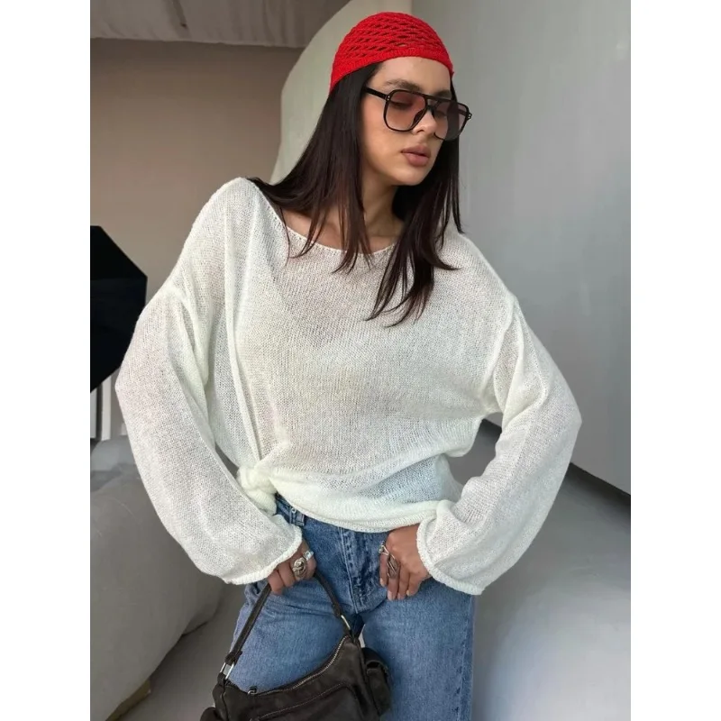Casual Solid Kintted Hollow-out Pullover Women Chic Round Neck Full Sleeve Loose Sweater 2026 Spring Lady Daily Street Pullovers
Casual Solid Kintted Hollow-out Pullover Women Chic Round Neck Full Sleeve Loose Sweater 2026 Spring Lady Daily Street Pullovers