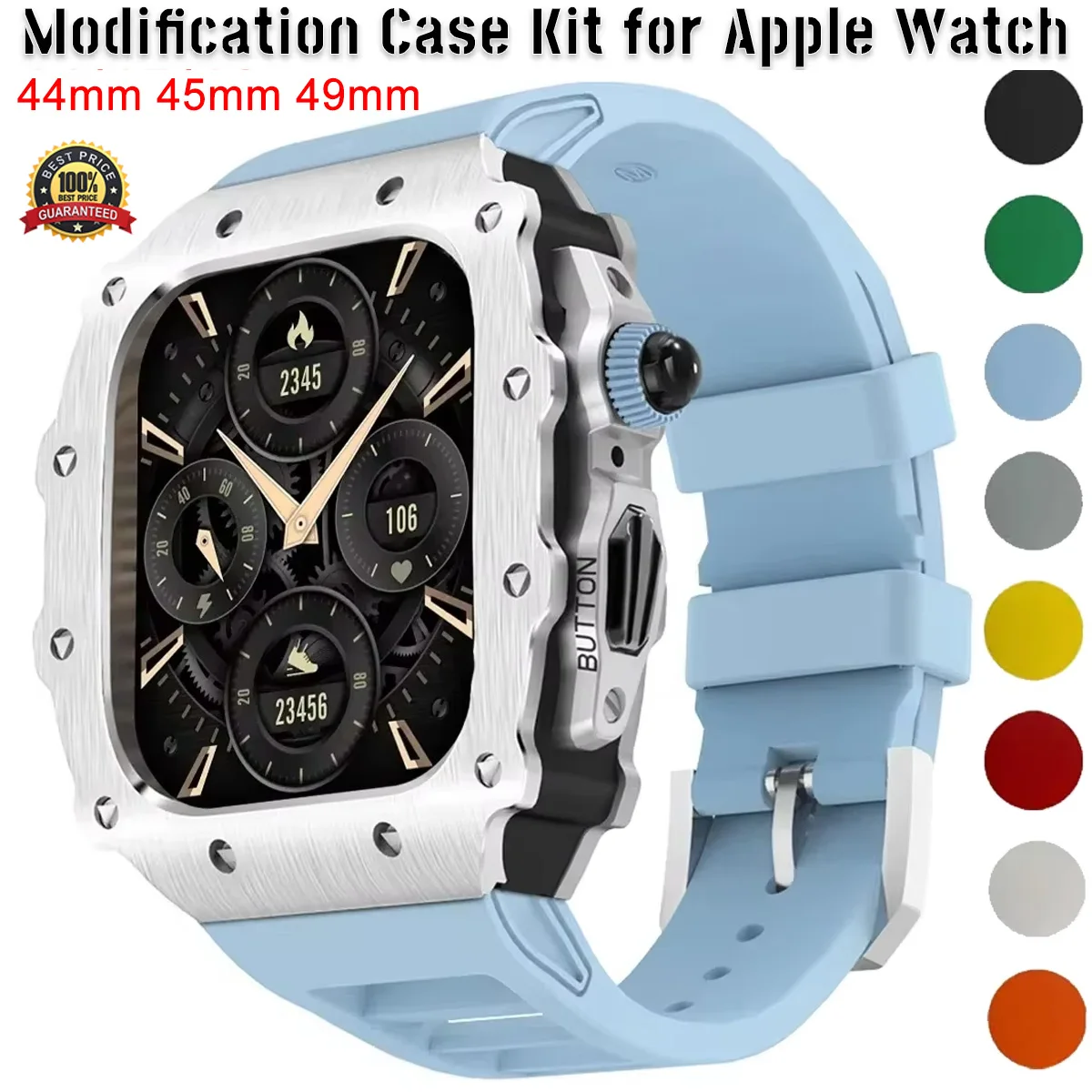 Modification Kit for Apple Watch 10 46mm Silicone Sport Strap Stainless Steel Case Watch for IWatch Series 9 8 7 6 5 44mm 45mm
Modification Kit for Apple Watch 10 46mm Silicone Sport Strap Stainless Steel Case Watch for IWatch Series 9 8 7 6 5 44mm 45mm