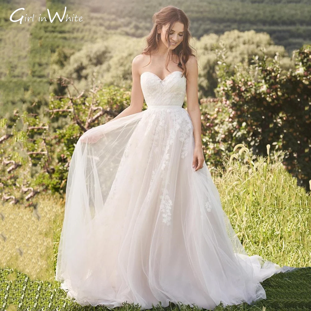 New Boho Sweetheart A-Line Wedding Dresses Bridal Gown customized Charming Backless Lace Appliques Bride Robe Vestido De Novia
New Boho Sweetheart A-Line Wedding Dresses Bridal Gown customized Charming Backless Lace Appliques Bride Robe Vestido De Novia