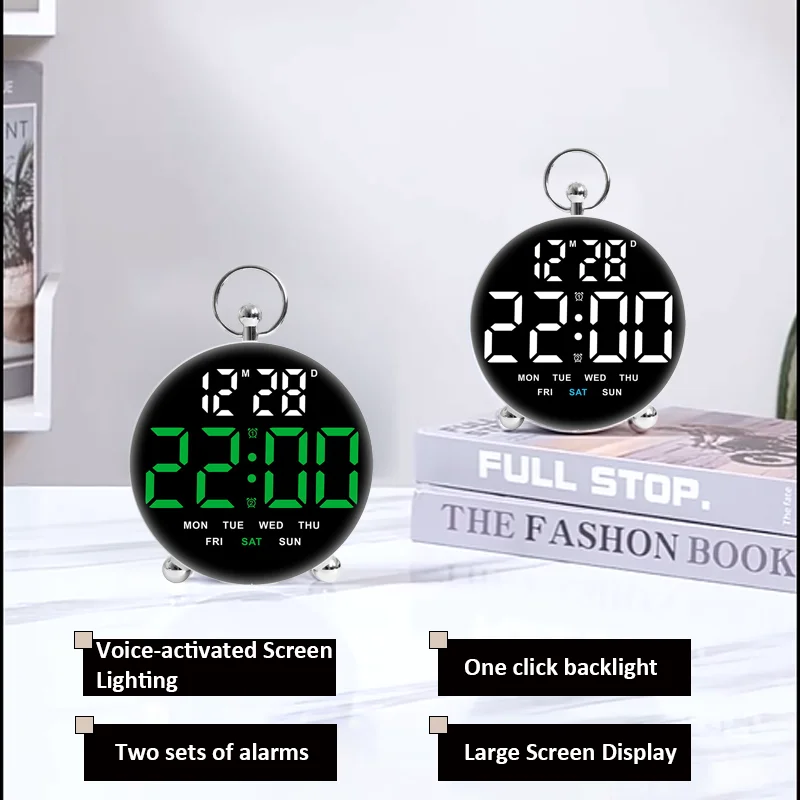 Цифровой будильник, таймер, электронные настольные часы с двойной будильником, повтор с датой, голосовое освещение для спальни, офиса, детей
Цифровой будильник, таймер, электронные настольные часы с двойной будильником, повтор с датой, голосовое освещение для спальни, офиса, детей