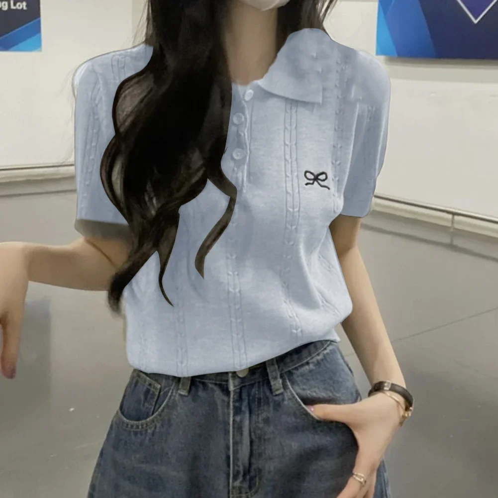 Casual Tops Knitted Bow Top For Casual Style For Everyday Use White Simple Style Short Sleeve Top All Seasons Wear
Casual Tops Knitted Bow Top For Casual Style For Everyday Use White Simple Style Short Sleeve Top All Seasons Wear