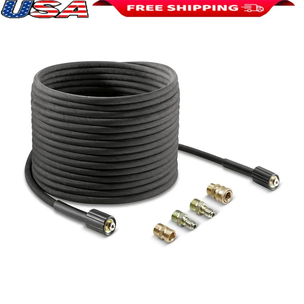 Pressure Washer Hose Extension 50' Length 4 Connectors Durable Rubber Material
Pressure Washer Hose Extension 50' Length 4 Connectors Durable Rubber Material