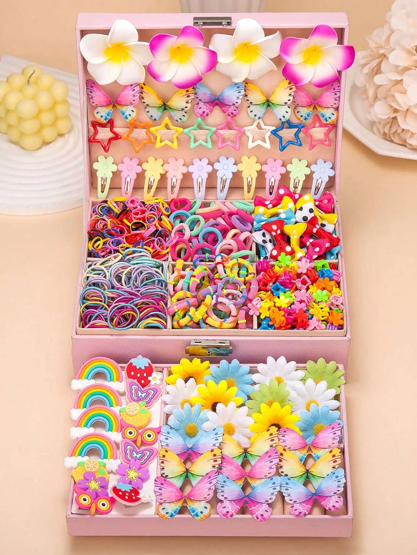 628pcs/Set Multicolor Bow Hair Clips, Fashion Minimalist Elastic Hair Ties, Ponytail Holders, Gift Set For Girls, Daily & Party Use
628pcs/Set Multicolor Bow Hair Clips, Fashion Minimalist Elastic Hair Ties, Ponytail Holders, Gift Set For Girls, Daily & Party Use