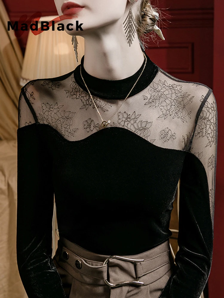 MadBlack-женская бархатная футболка в европейском стиле, сексуальная кружевная лоскутная футболка со стойкой, уличная тонкая футболка S-3XL с длинными рукавами, зимняя T5D337CC 2025 г.
MadBlack-женская бархатная футболка в европейском стиле, сексуальная кружевная лоскутная футболка со стойкой, уличная тонкая футболка S-3XL с длинными рукавами, зимняя T5D337CC 2025 г.