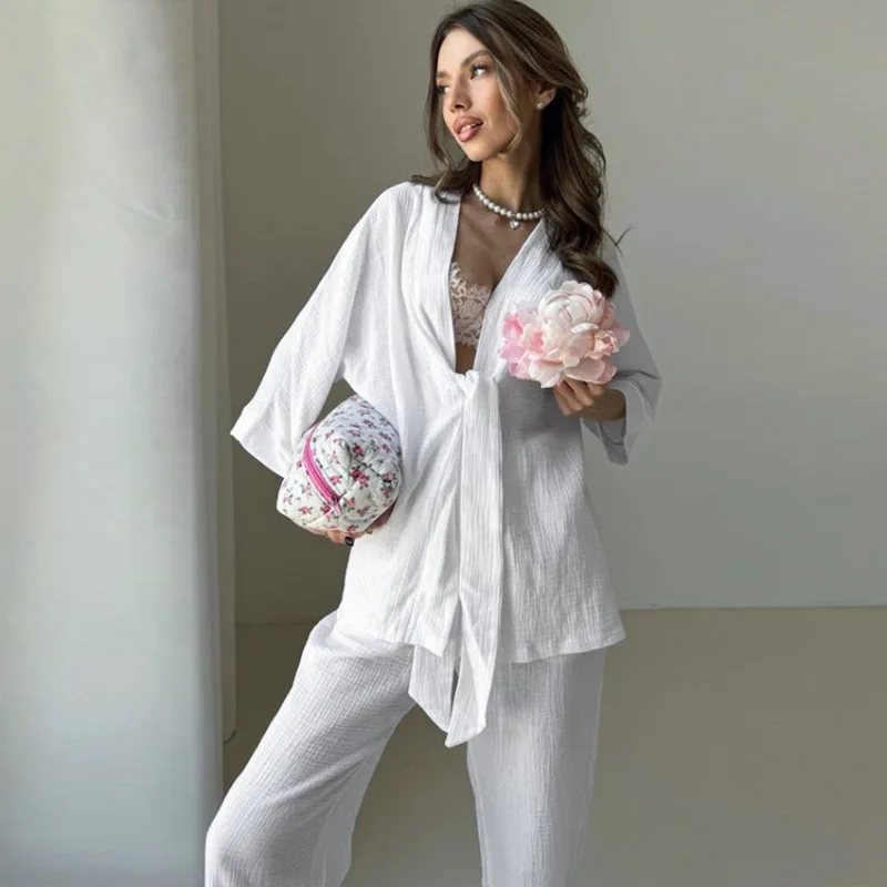 New Women's Loose Comfortable Pure Cotton Long Sleeved Pajama Set Breathable Autumn Winter Loungewear L Size TWO Pieces
New Women's Loose Comfortable Pure Cotton Long Sleeved Pajama Set Breathable Autumn Winter Loungewear L Size TWO Pieces