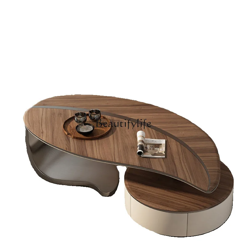 Italian minimalist solid wood coffee table stainless steel special-shaped living room household tea table
Italian minimalist solid wood coffee table stainless steel special-shaped living room household tea table