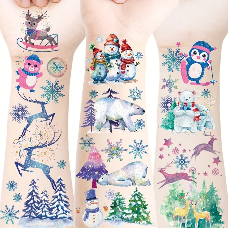 12 pcs Sparkling Christmas Temporary Tattoos - Snowflake, Snowman, Penguin & Reindeer Designs | Perfect for Holiday Parties,
12 pcs Sparkling Christmas Temporary Tattoos - Snowflake, Snowman, Penguin & Reindeer Designs | Perfect for Holiday Parties,