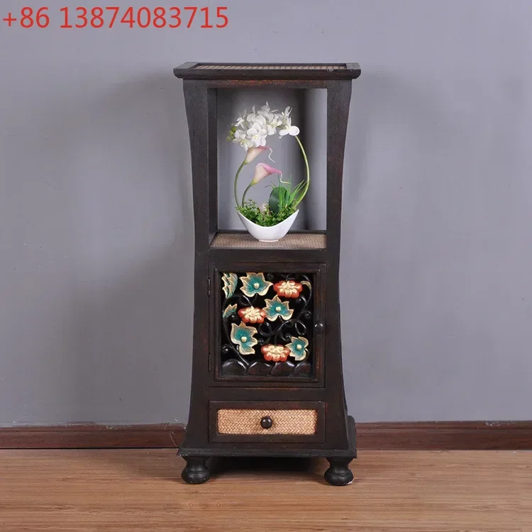 Solid wood bedside table carved handicrafts flower table, painted wood carving decorative cabinet
Solid wood bedside table carved handicrafts flower table, painted wood carving decorative cabinet