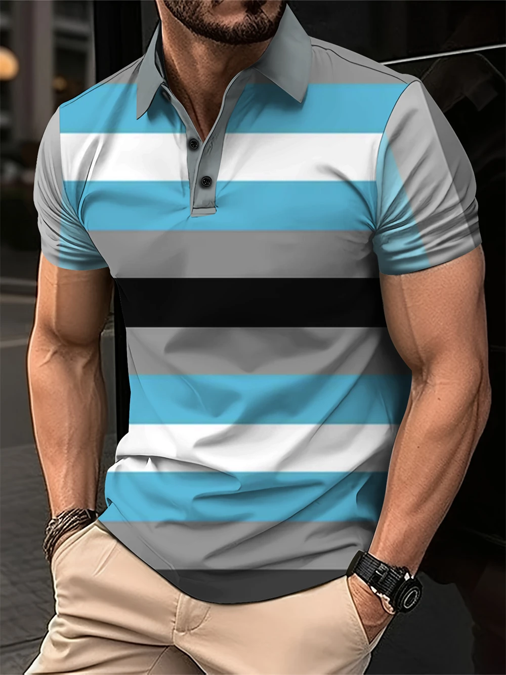 New Summer Men's Polo Shirt 3D Fashion Splice Striped Printed Short Sleeve Lapels Shirts Men Business Casual Loose Clothing Tops
New Summer Men's Polo Shirt 3D Fashion Splice Striped Printed Short Sleeve Lapels Shirts Men Business Casual Loose Clothing Tops