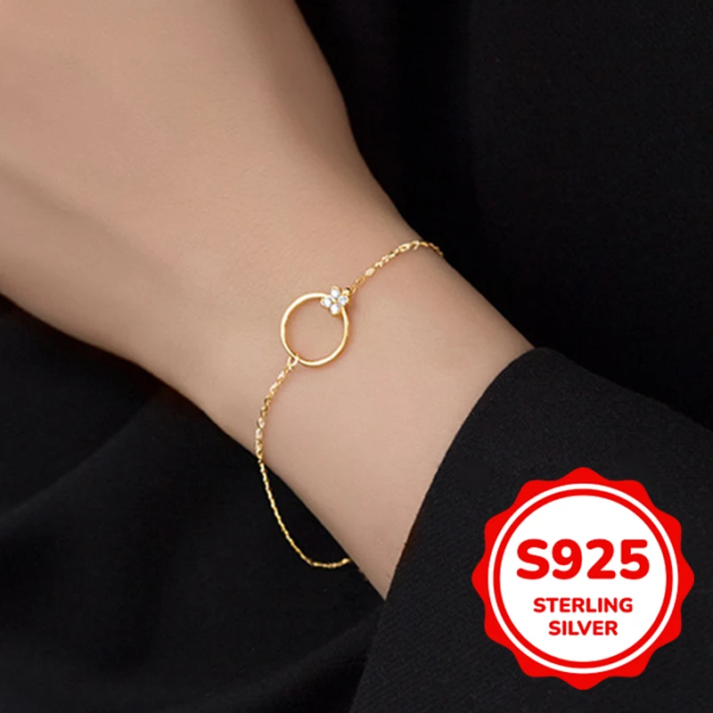 S925 authentic sterling silver gold-plated circle small flower bracelet for women fashion elegant retro exquisite simple daily
S925 authentic sterling silver gold-plated circle small flower bracelet for women fashion elegant retro exquisite simple daily
