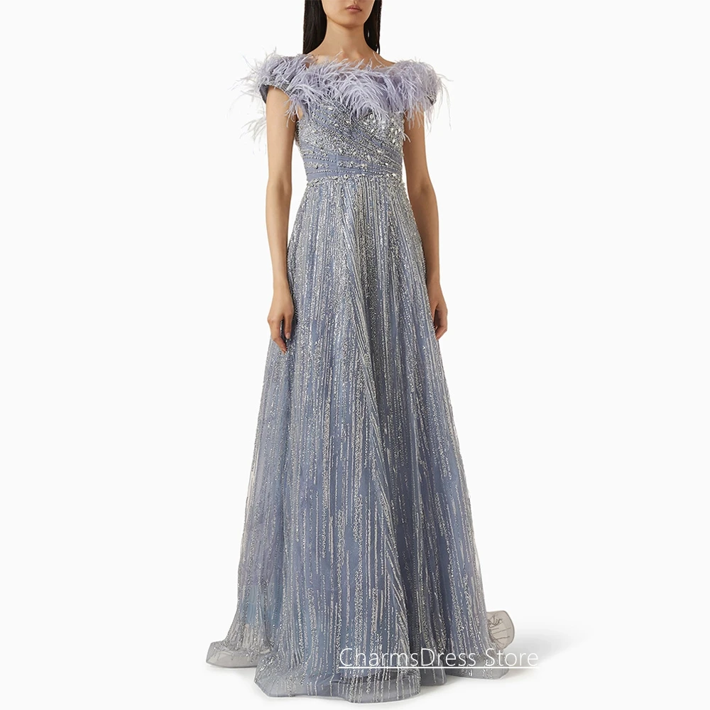 Customized Feathers Evening Dress Luxury Cap Sleeve V Neck Beading Sequined A Line Sweep Train Prom Gown Party Dresses
Customized Feathers Evening Dress Luxury Cap Sleeve V Neck Beading Sequined A Line Sweep Train Prom Gown Party Dresses